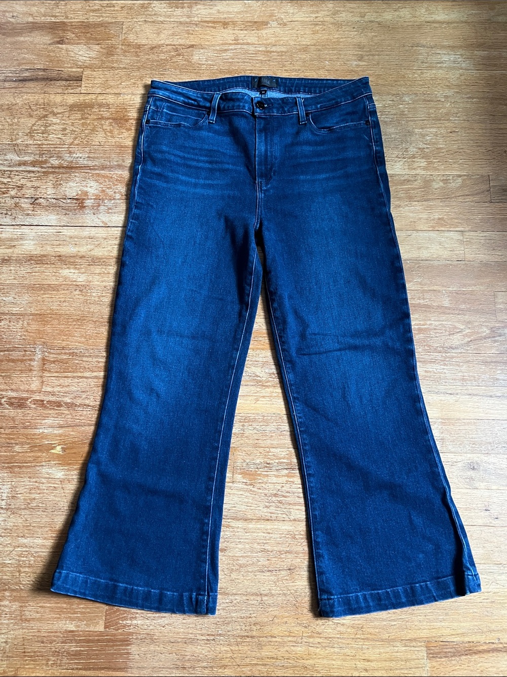 PAIGE Genevieve Cropped Flare Jeans Dark Wash Size 34